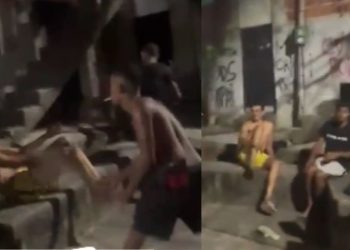 VÍDEO: Dupla que roubou moto de trabalhador recebe ‘massagem’ de traficantes