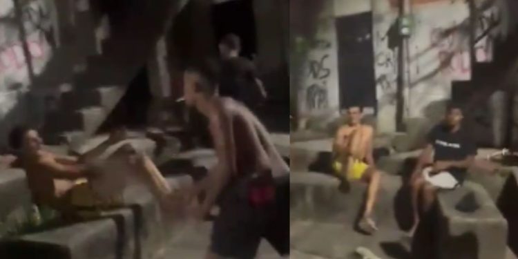 VÍDEO: Dupla que roubou moto de trabalhador recebe ‘massagem’ de traficantes