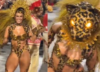 Paolla Oliveira brilha como onça e arranca suspiro mostrando corpão na Sapucaí