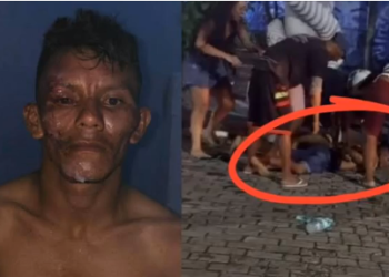 MONSTRO – Psicopata enforca e bate em criança que passeava com os pais no Porto de Parintins