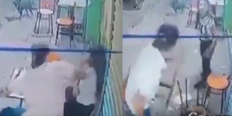 Bem feito: mulher nocauteia o namorado após ser agredida por ele em lanchonete