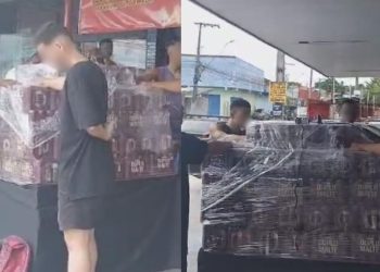 Mão na breja: clientes passam por prova de resistência valendo um palete de Puro Malte em Manaus