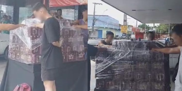 Mão na breja: clientes passam por prova de resistência valendo um palete de Puro Malte em Manaus