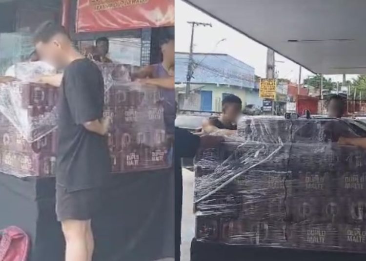 Mão na breja: clientes passam por prova de resistência valendo um palete de Puro Malte em Manaus