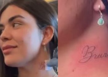 Vídeo: emocionada, jovem tatua nome de namorado e descobre que ele é casado