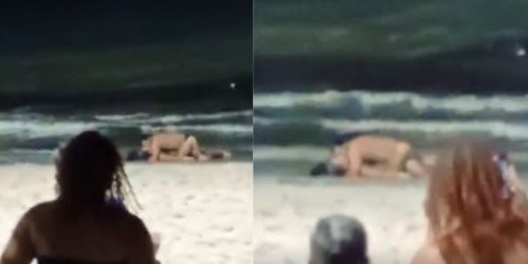 Sem vergonha, casal ignora público e se satisfaz em praia - VÍDEO