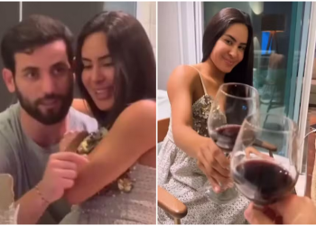 Os ex-BBBs Isabelle e Matteus, que engataram um affair dentro do reality, apareceram em clima de romance. Isabelle aparece