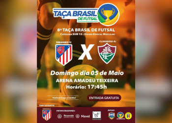 A bola rola na Arena Amadeu Teixeira, neste domingo (5), com a abertura da Taça Brasil de Futsal- Sub 13. 8ª Taça