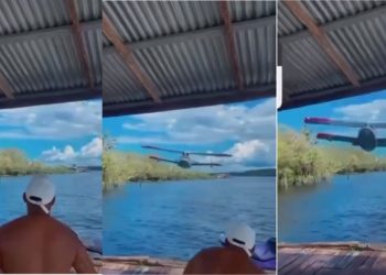 Um avião ultraleve deu o maior susto em um grupo de pessoas que estavam em um flutuante de Manaus, neste. Susto