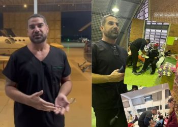 O cardiologista Leandro Medice, do Espírito Santo, que estava no Rio Grande do Sul prestando apoio às. Médico que