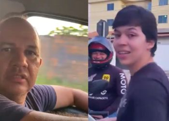 [VÍDEO] Esposa pega o marido saindo de motel com novinho e grita: "tu é vi@do"