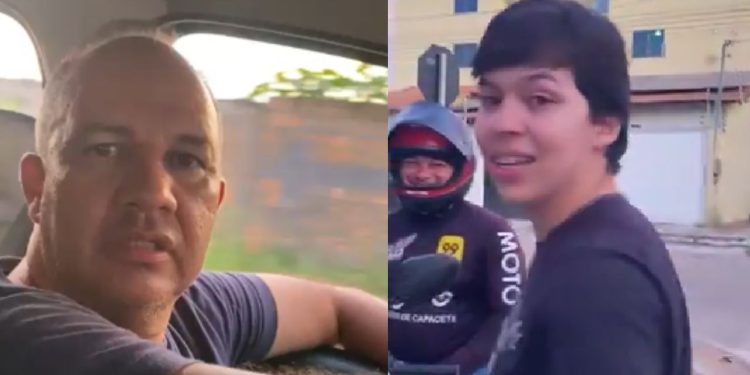 [VÍDEO] Esposa pega o marido saindo de motel com novinho e grita: "tu é vi@do"