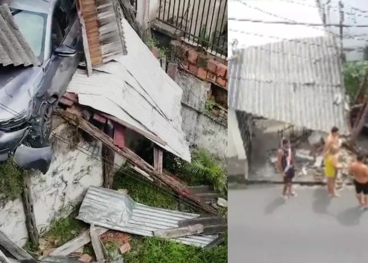 Caminhão que deixou frente de casa destruída no São Raimundo desceu a ladeira 'com tudo' e atingiu dois veículos; veja