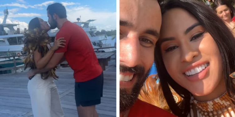 Os ex-BBBs Isabelle Nogueira e Matteus Amaral se reencontraram em Parintins, Amazonas, antes do popular. Isabelle e