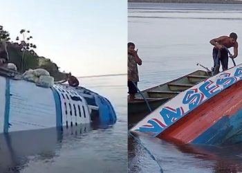 Uma embarcação com vários passageiros naufragou na madrugada de domingo (3), próximo Comunidade Benjamin. Barco com