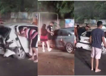 Uma aposta de ‘racha’ terminou com a colisão de dois veículos e cinco pessoas feridas entre elas duas. Durante