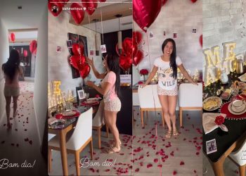 O amor está no ar e as surpresas românticas também. Matteus Amaral acordou Isabelle Nogueira com um. Matteus faz