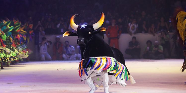 Na abertura do 57º Festival de Parintins, nesta sexta-feira (28/06), o Boi Caprichoso, com o tema. Boi Caprichoso