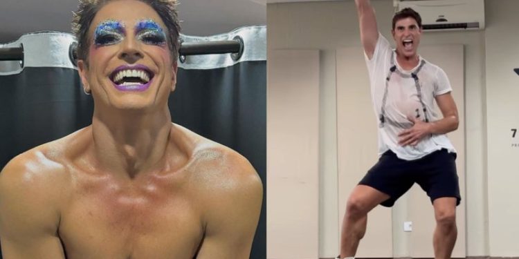 O ator Reynaldo Gianecchini, de 51 anos, surpreendeu os internautas ao aparecer dançando com salto alto. Vídeo:
