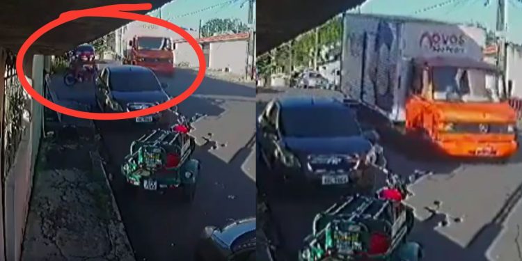 Acidente que deixou casal e criança feridos em Manaus foi registrado por câmera de segurança; assista