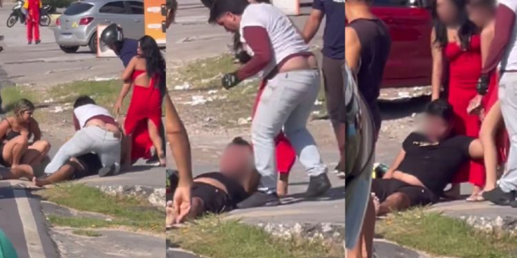 Vídeo mostra motorista bêbado que bateu o carro em moto Uber sendo agredido na Cosme Ferreira