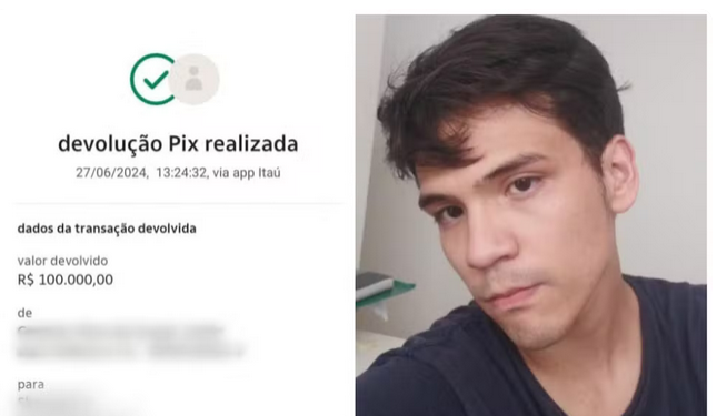 Imagina receber uma notificação bancária de um PIX de R$ 100 mil enviado por engano? O estudante. Universitário