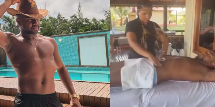 Davi Brito recebeu críticas online por aparentemente ter ficado excitado durante uma sessão de massagem. Vídeo: