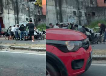 Revoltados, populares destroem veículo depois de atropelamento de motociclista; COM VÍDEO