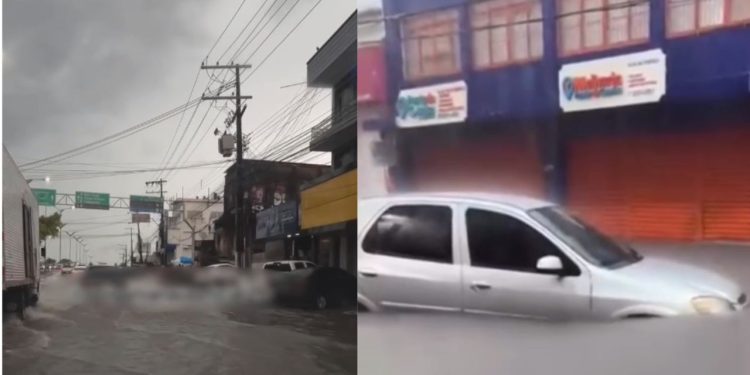 A forte chuva que caiu na manhã desta quarta-feira (10) deixou várias ruas de Manaus alagadas. Chuva deixa