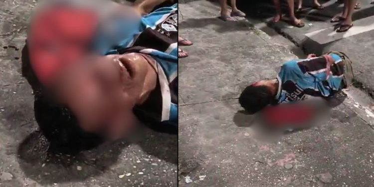 Populares encheram de porrada um homem identificado apenas como Edson, suspeito de furtar casas no bairro. Vídeo: