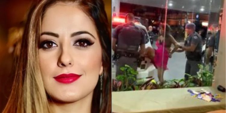 A modelo Ana Paula Leme foi detida em flagrante na noite de sábado (20) após bater em um policial em uma. Ex-panicat