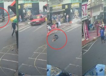 Um vídeo impressionante, que foi divulgado nas redes sociais, mostra o momento em que um vendedor de. Vídeo mostra