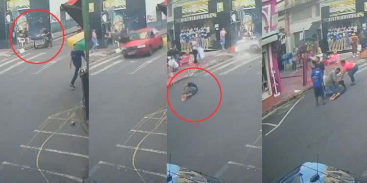 Um vídeo impressionante, que foi divulgado nas redes sociais, mostra o momento em que um vendedor de. Vídeo mostra