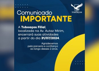 Prezados clientes, vimos informar que, após uma cuidadosa análise do mercado e diversos fatores, tomamos. Tuboaços