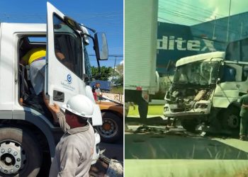 VÍDEO: Em grave acidente com carreta, motorista fica preso às ferragens no Armando Mendes