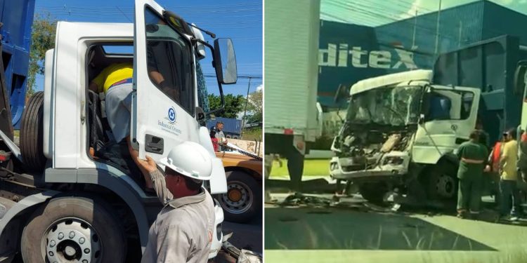 VÍDEO: Em grave acidente com carreta, motorista fica preso às ferragens no Armando Mendes