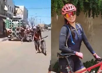 VÍDEO: Em reta final, ciclista morre esmagad4 por carro de som na Bahia