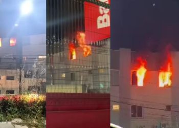 Samu socorre 6 pessoas que inalaram fumaça em incêndio em clínica de estética em Manaus