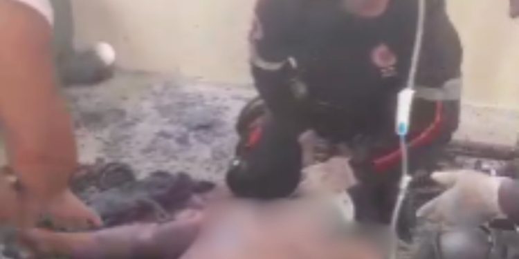 Pintor é socorrido pelo Samu após despencar de andaime na Cidade Nova