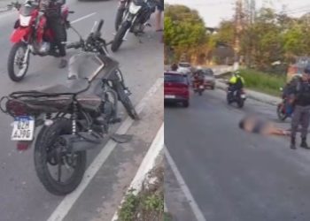 Vídeo mostra motoqueiro que bateu no canteiro e morreu após ser arremessado na pista no Distrito