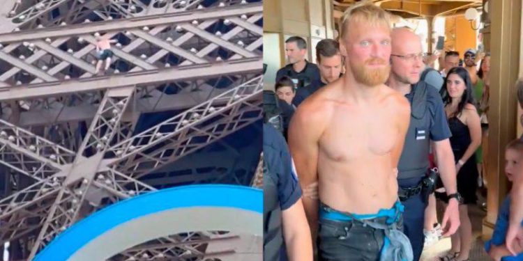 VÍDEO: Homem escala Torre Eiffel antes do encerramento das Olímpiadas