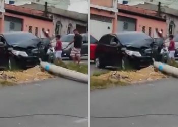 Motorista perde controle do carro e bate contra poste no Nova Cidade