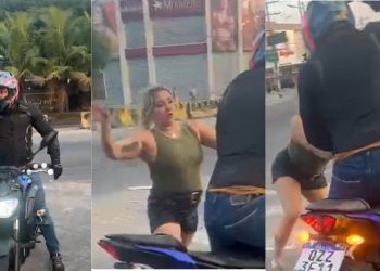 Um vídeo divulgado nas redes sociais mostra o momento em que uma mulher, não identificada, levou um soco. Vídeo: