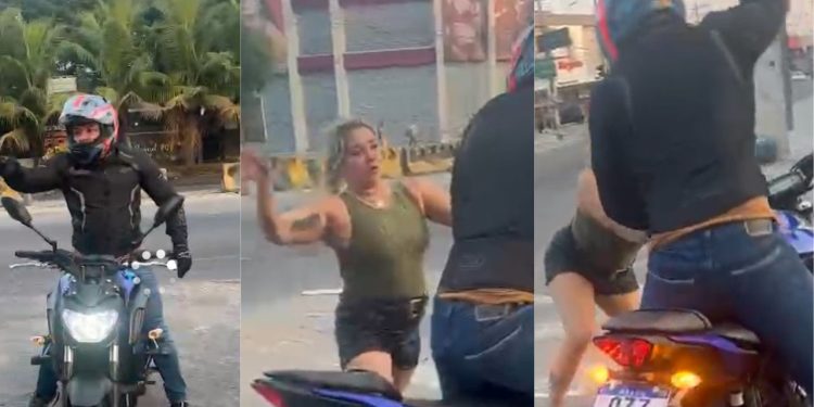 Um vídeo divulgado nas redes sociais mostra o momento em que uma mulher, não identificada, levou um soco. Vídeo: