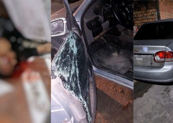 Um tiroteio na madrugada desta sexta-feira (30) terminou com um carro crivado de balas e um homem, ainda. Tiroteio