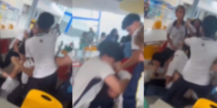 Um vídeo que circula nas redes sociais, mostra o momento em que um grupo de alunos ‘saem na porrada’. Vídeo: