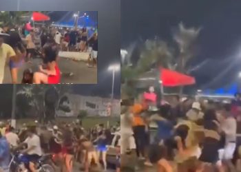 Uma confusão generalizada durante uma festa terminou com três mulheres feridas na madrugada desta. Confusão