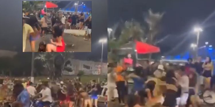 Uma confusão generalizada durante uma festa terminou com três mulheres feridas na madrugada desta. Confusão