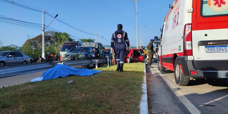 CENAS FORTES – Militar morre em grave acidente de trânsito na Avenida do Turismo, em Manaus