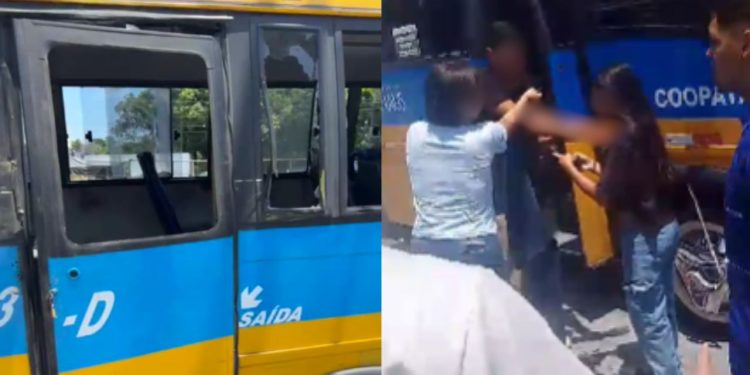 'Amarelinhos' que disputavam por passageiros colidem e estudante fica com o braço cortado em Manaus